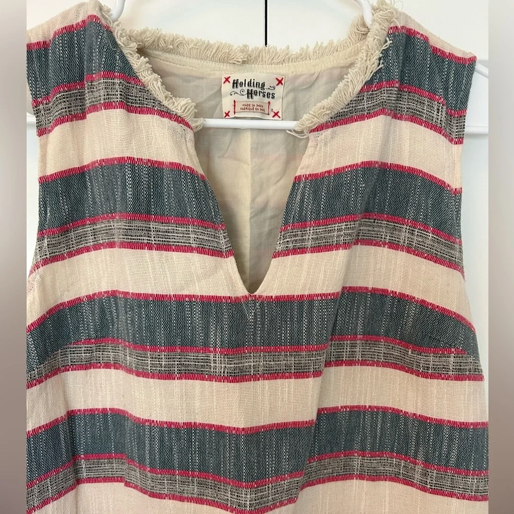 Anthropologie Striped Sleeveless Dress with Fringe - Picture 4 of 4